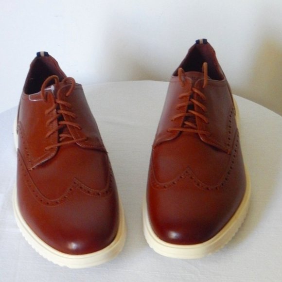 NEW Men's Cole Haan Grand Plus Wingtip Dress Oxford British Tan C36939 Shoes - Picture 3 of 7